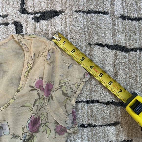 New York & Company Floral Mesh Babydoll Top, Size M - Picture 6 of 8